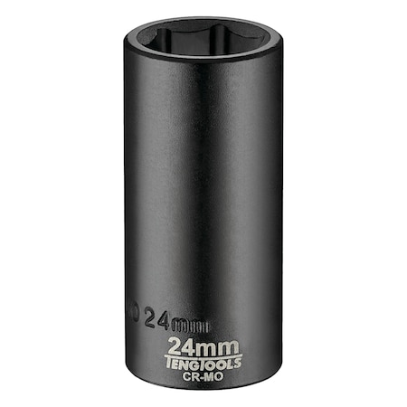 Teng Tools 24MM 1/2 Inch Drive ANSI 6 Point Metric Deep Chrome Molybdenum Impact Socket 920624AN